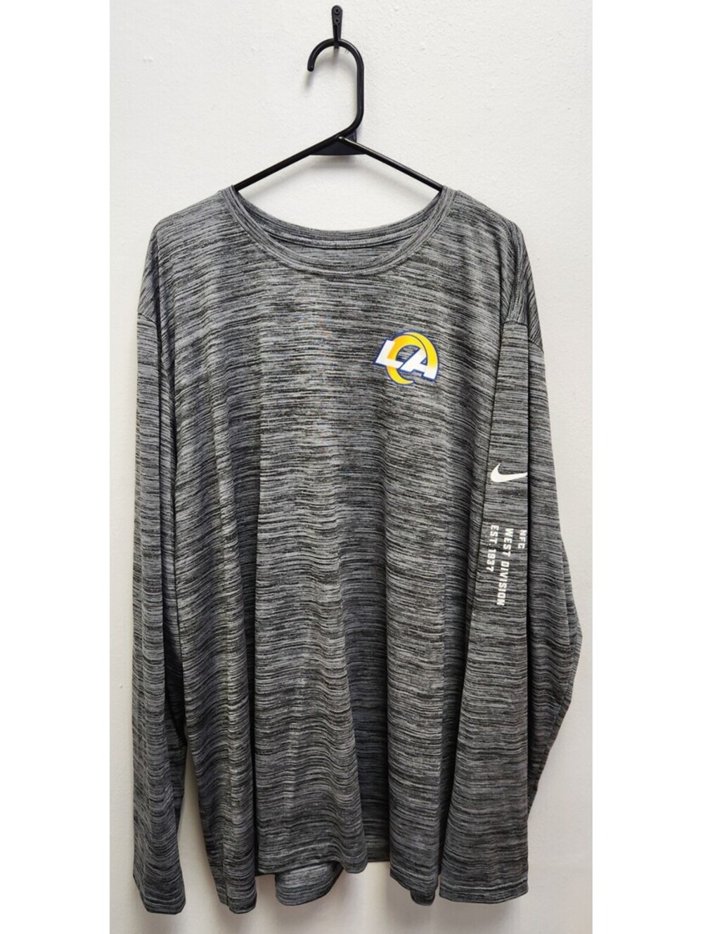 Nike Los Angeles Rams Velocity Dri-FIT Long Sleeve Shirt Men's 3XL Gray NFL